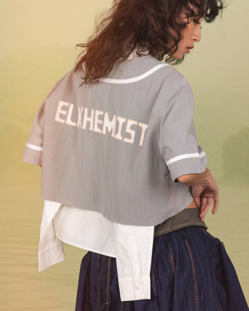 Crop Pinstripe Jersey - Cool Grey