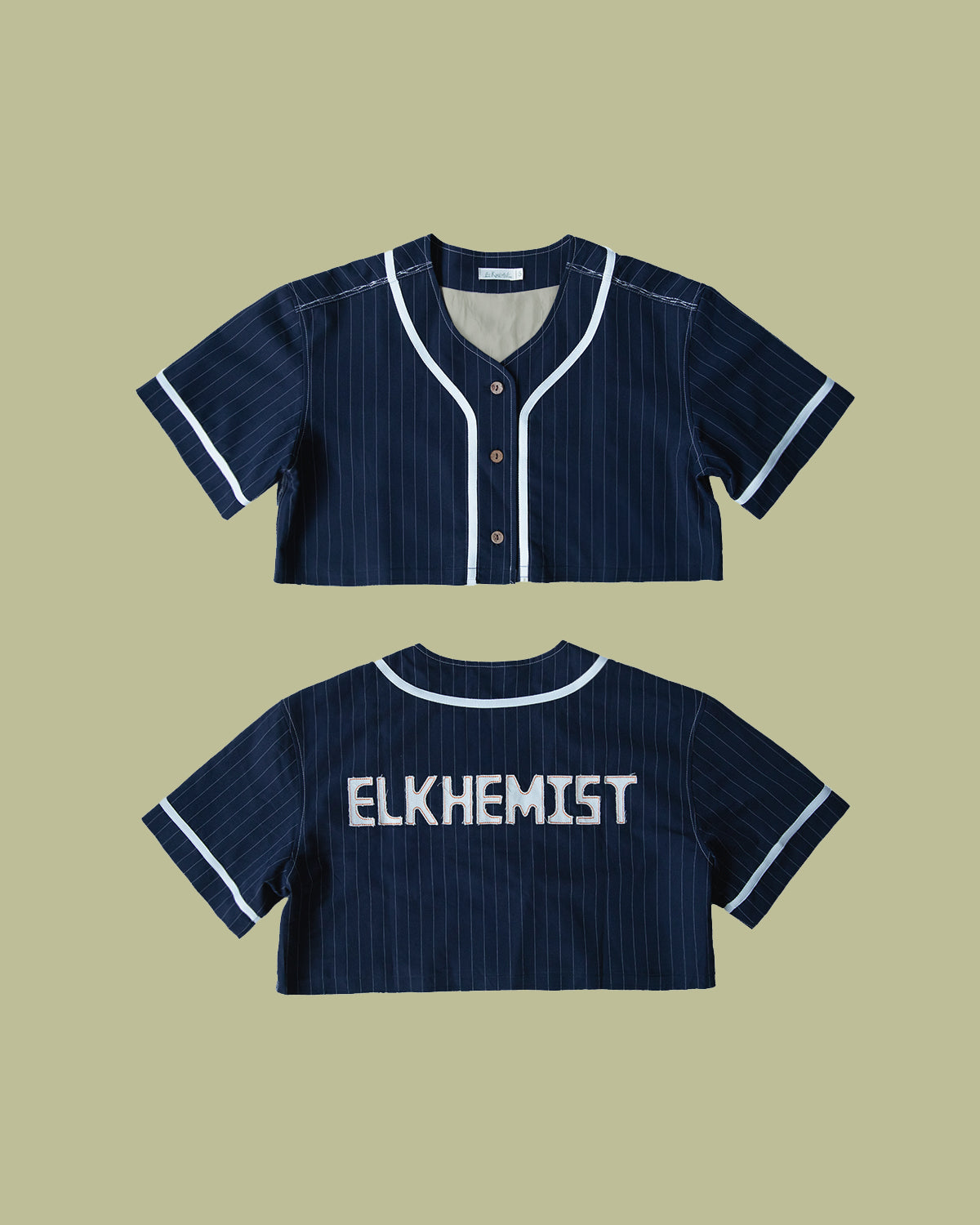 Crop Pinstripe Jersey - Navy