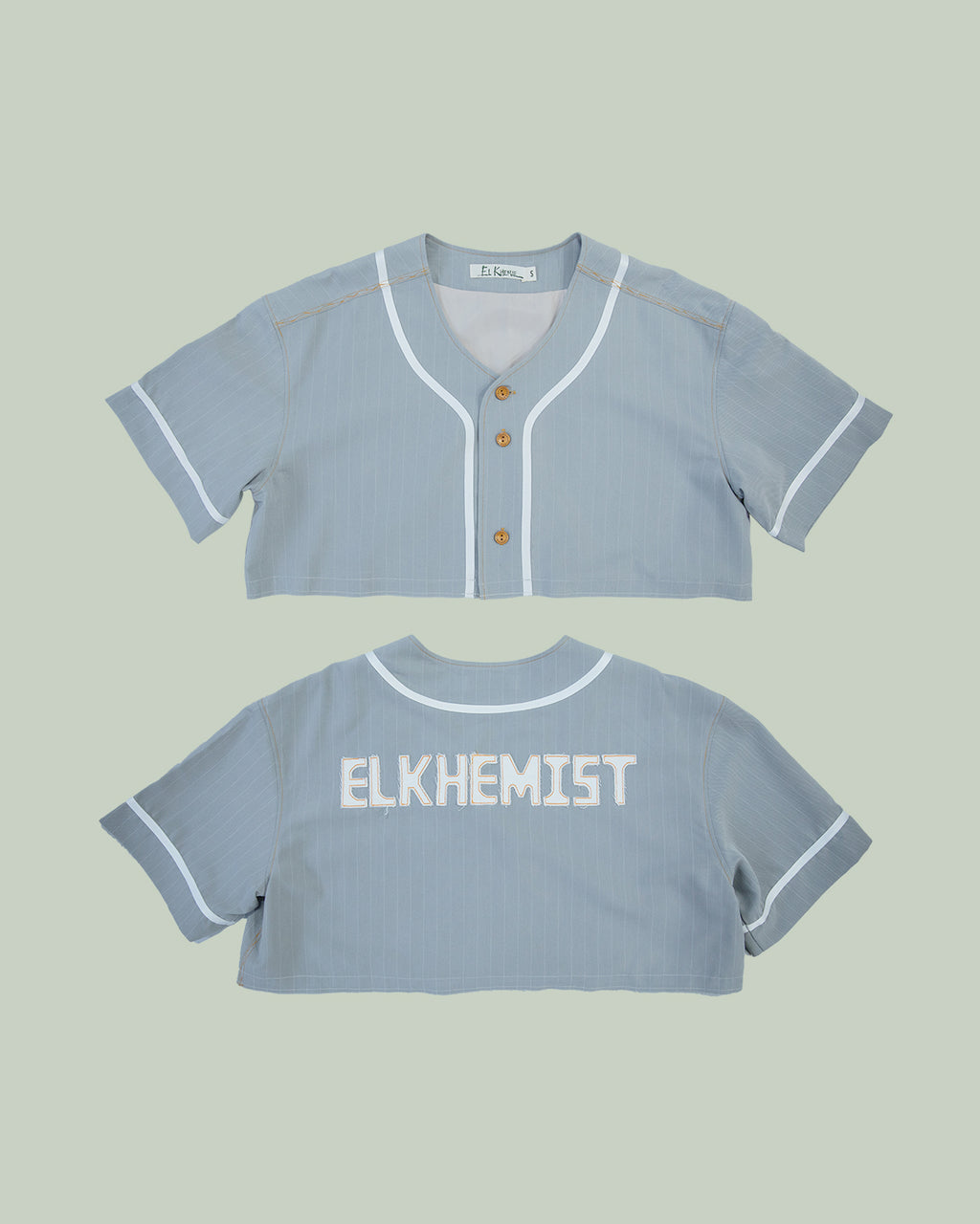 Crop Pinstripe Jersey - Cool Grey