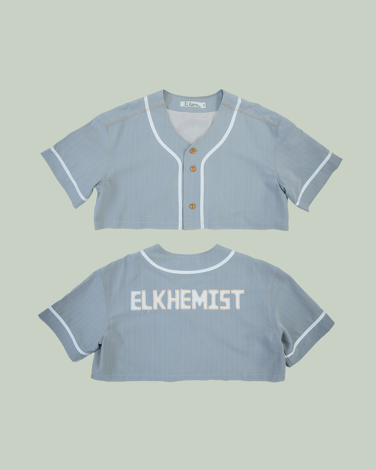 Crop Pinstripe Jersey - Cool Grey