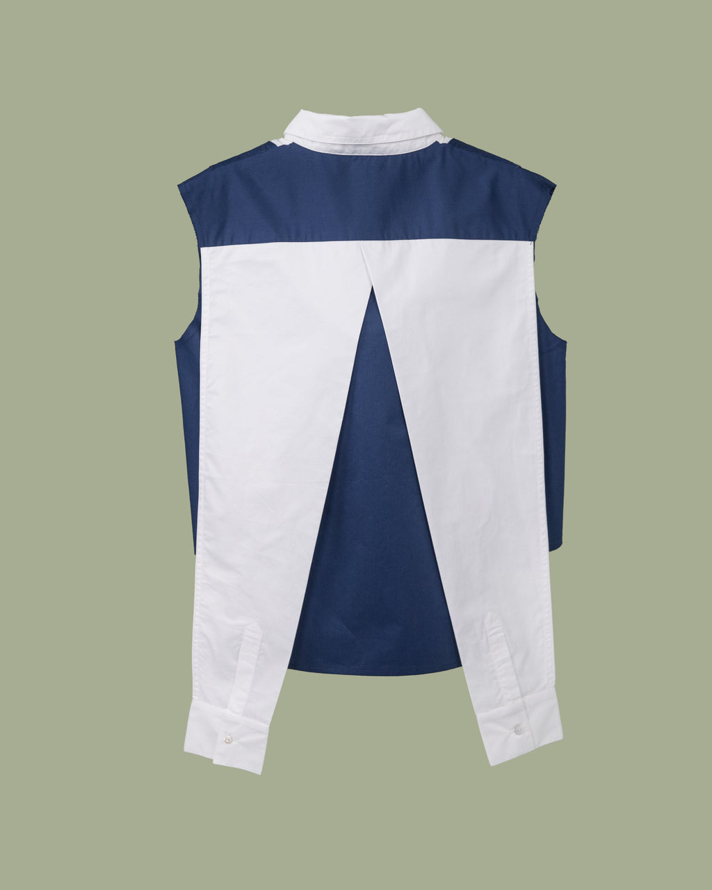 Crop Informal Shirt -White & Navy