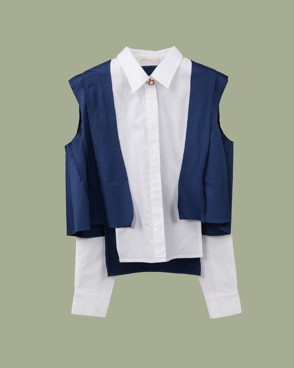 Crop Informal Shirt -White & Navy